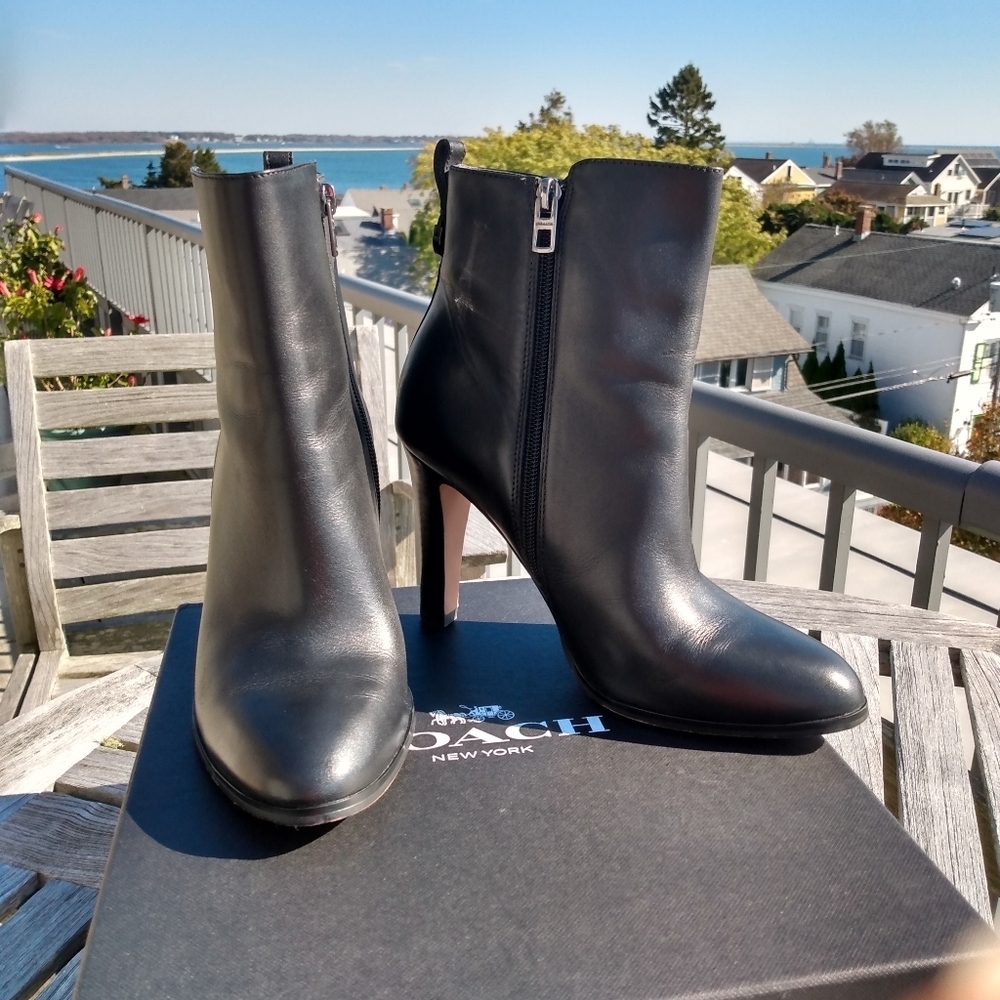 Coach Soft Calfskin Leather Heeled Booties - Picture 6 of 16